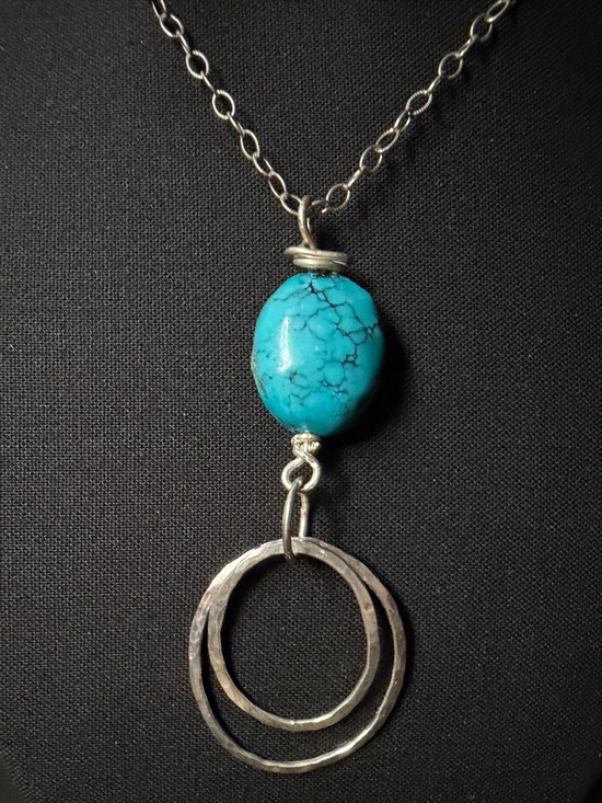 Sterling Silver Turquoise Argentium Artisan Hand Crafted Necklace - Picture 3 of 8